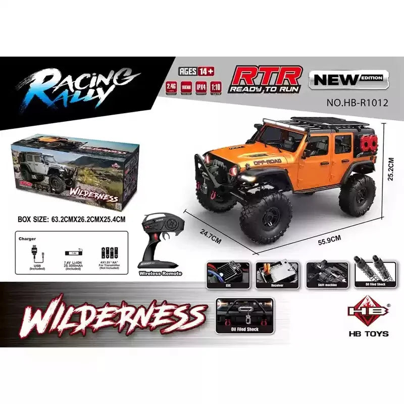 1/10 RC Car HB RTR R1011 Remote Control Vehicle 2.4G Full Proportional Rock Crawler LED Light 4WD Off-Road Climbing Truck Toys