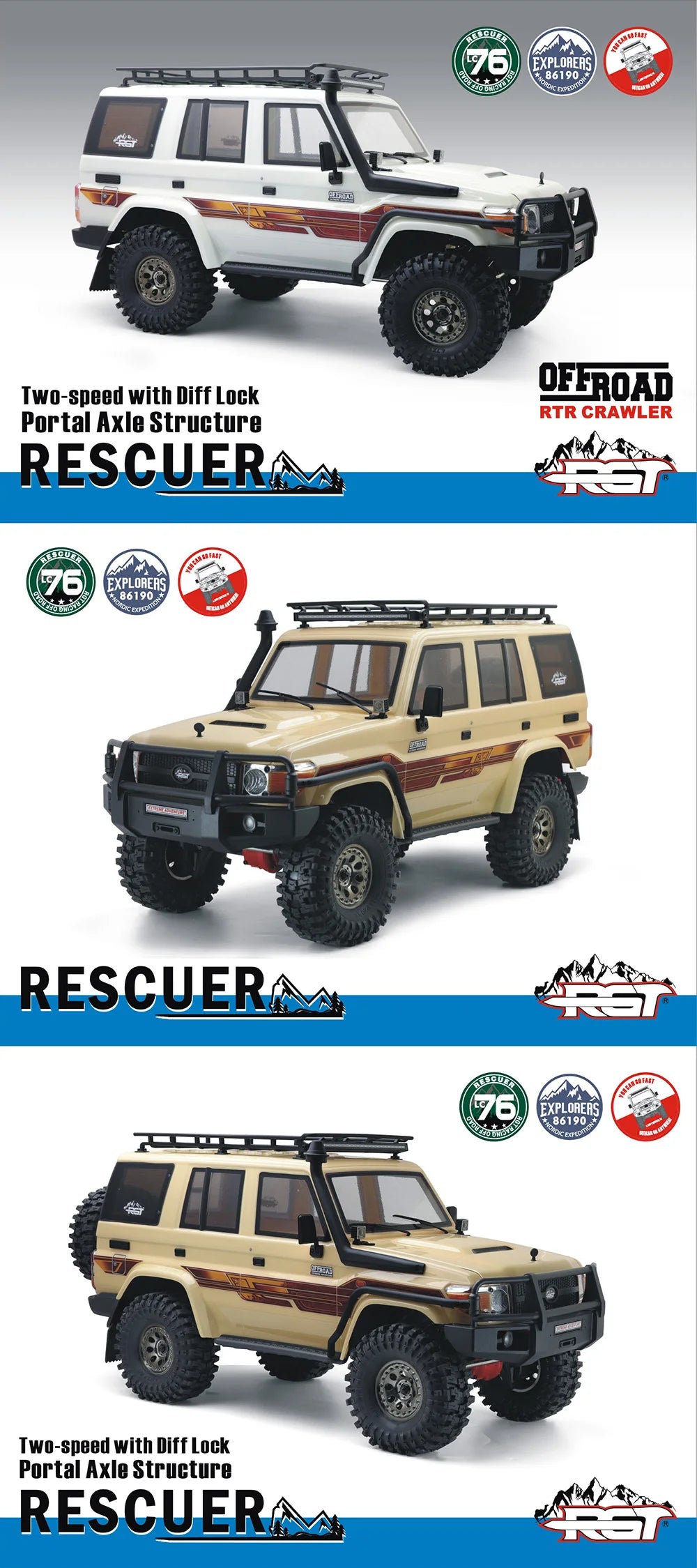 RGT EX86190 LC76 1/10 2.4G RC Cars Electric Remote Control 4WD Model Car Crawler Rock Buggy Off-road  2 Speed Shift Gift EX86120