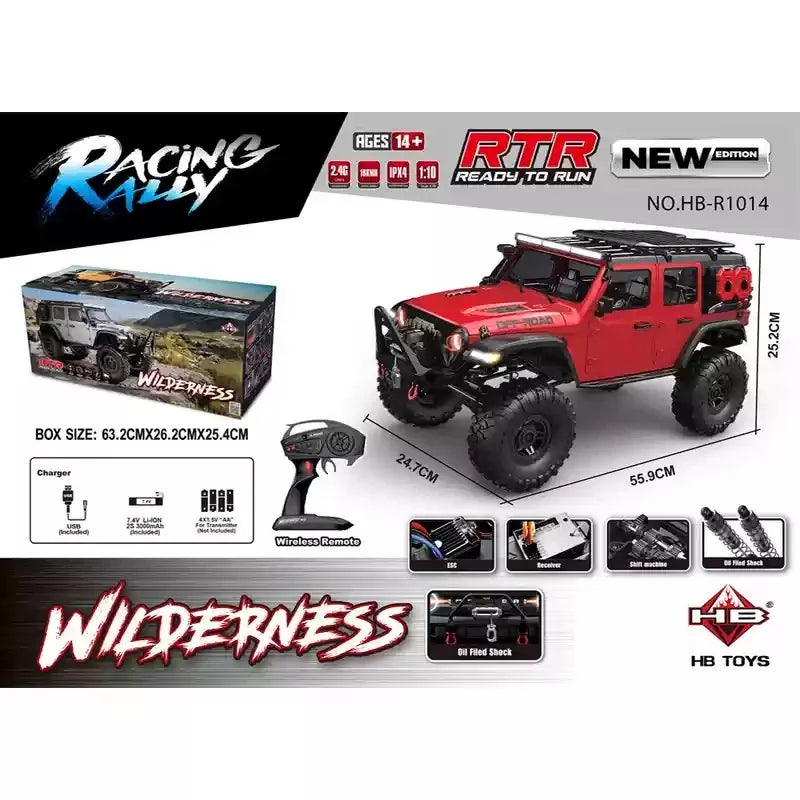 1/10 RC Car HB RTR R1011 Remote Control Vehicle 2.4G Full Proportional Rock Crawler LED Light 4WD Off-Road Climbing Truck Toys