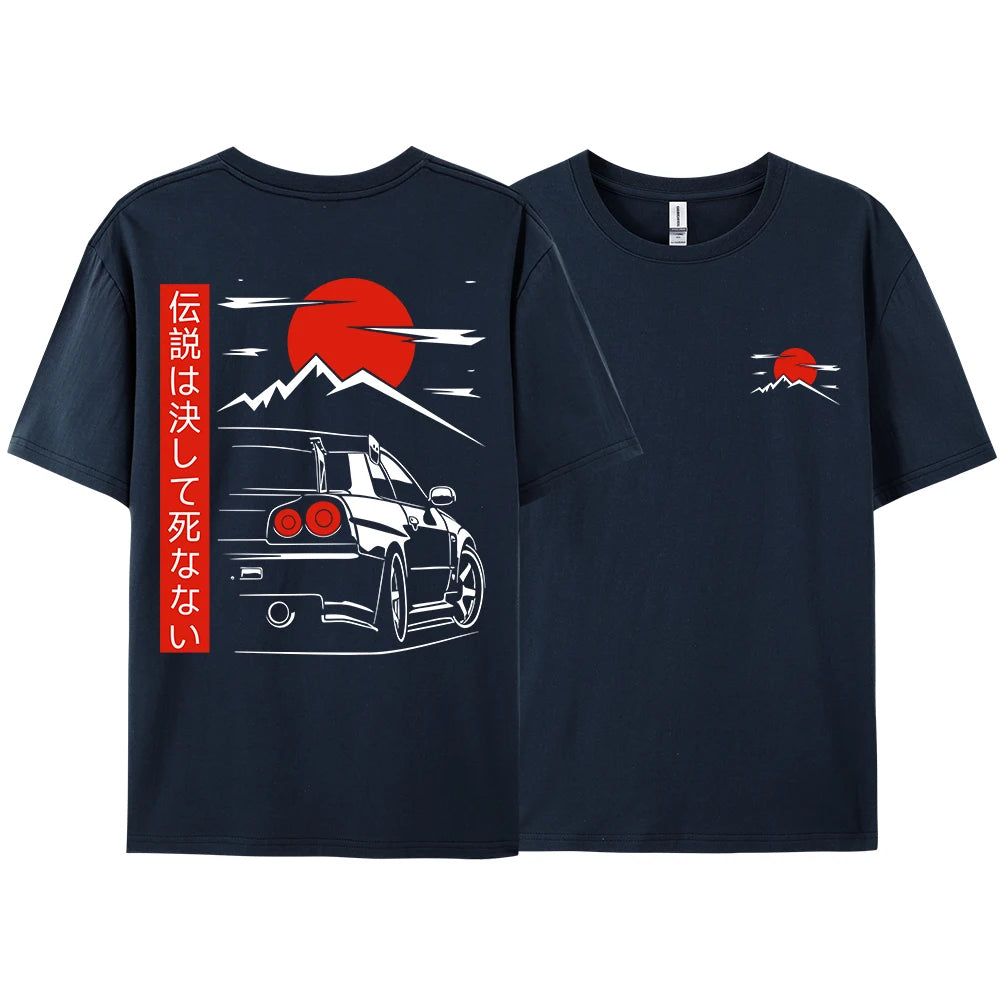 JDM Racing Graphic Tee — Oversized 100% Cotton Unisex T-Shirt