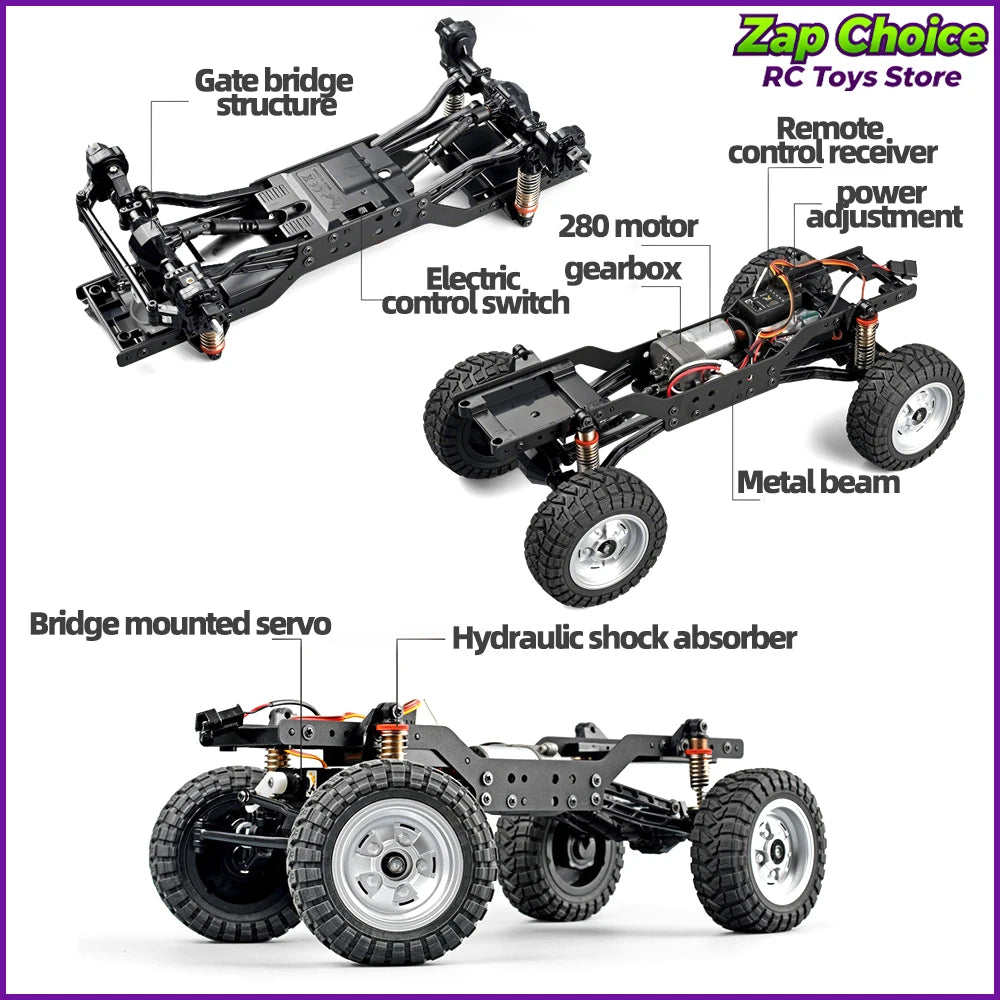 Mangniu MN168 1/12 rc car 280 Motor 4WD Electric RC Off-Road Rock Climbing Truck with Metal Chassis 2.4G  Toy Gift for Boy Adult