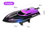 HJ812 2.4G 4CH RC Boat Waterproof 25km/H High Speed Electric Racing Speedboat with LED Light Outdoor Lakes Pools Toys for Kids