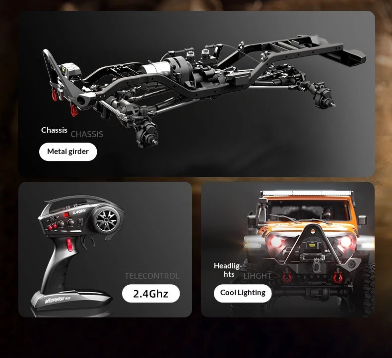 1/10 RC Car HB RTR R1011 Remote Control Vehicle 2.4G Full Proportional Rock Crawler LED Light 4WD Off-Road Climbing Truck Toys