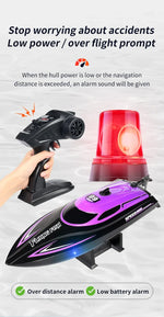 HJ812 2.4G 4CH RC Boat Waterproof 25km/H High Speed Electric Racing Speedboat with LED Light Outdoor Lakes Pools Toys for Kids