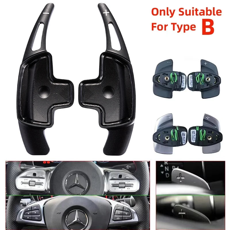 Car Steering Wheel Paddle Shifters Aluminum Shift Paddle Blade for Benz A B C E GLE GLA GLC Class W176 W205 W246 C117 W218