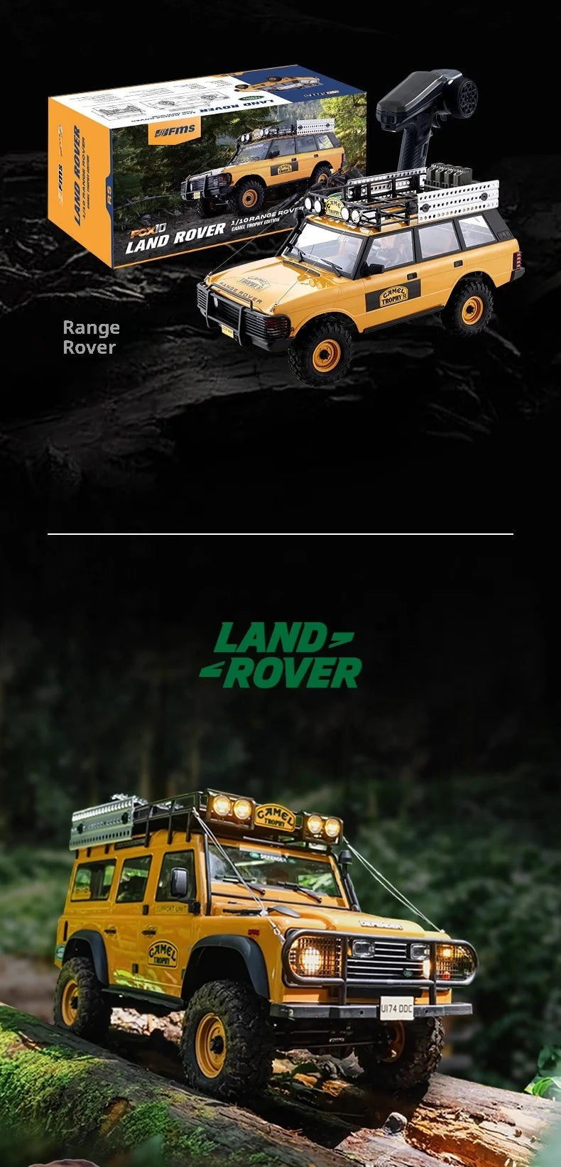 Range Rover FMS 1/10 FCX10 Camel Cup 4WD Edition Car Official Licensed Product Simulation Electric brushed Remote Control Climbing Off Road Vehicle