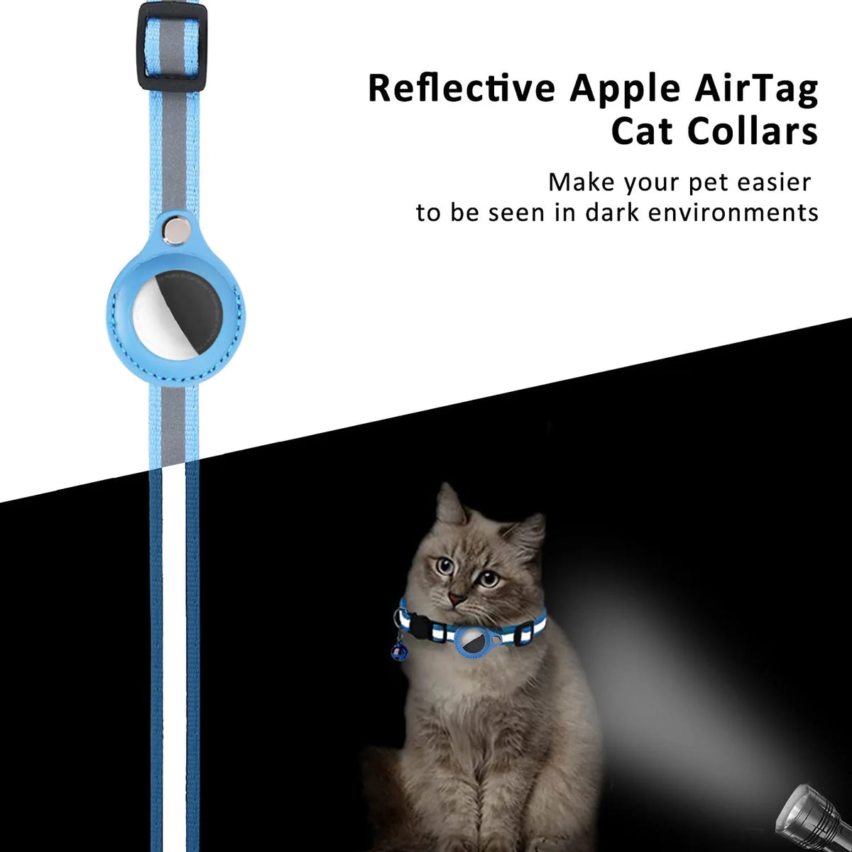 Reflective Breakaway Cat Collar with AirTag Holder