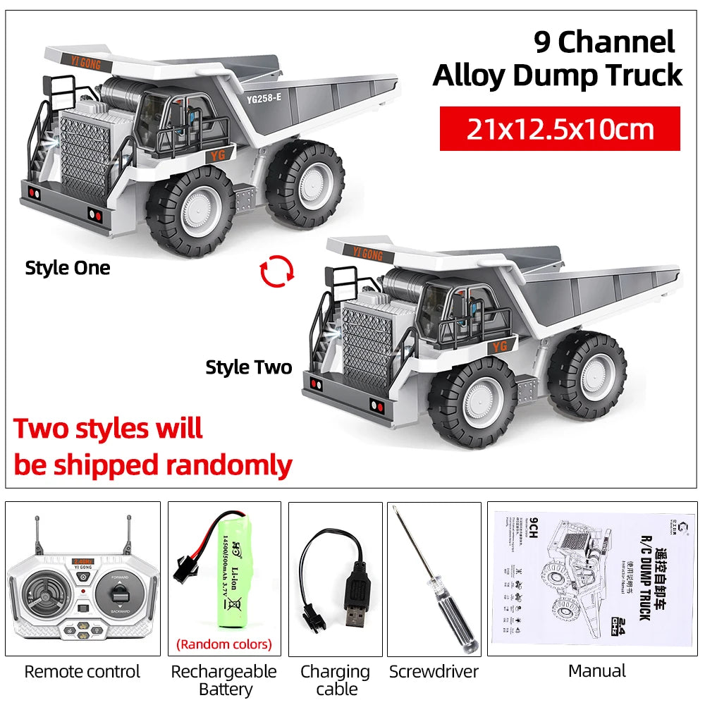 Rc Excavator Bulldozer Truck Toys for Boy 2.4G Remote Control Dumper Engineering Vehicle Tractor Crawler Birthday Gift Child