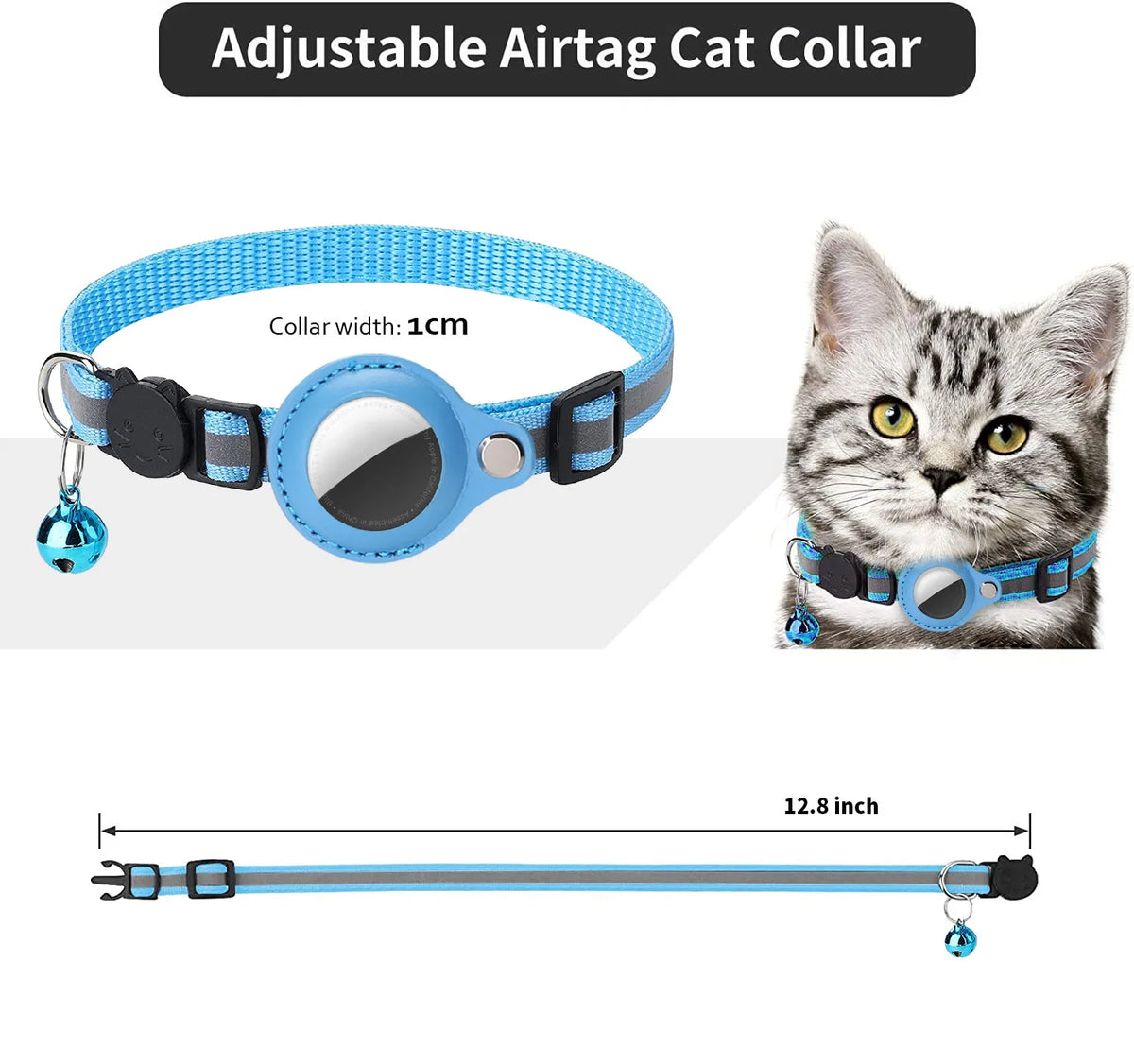 Reflective Breakaway Cat Collar with AirTag Holder