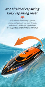 HJ812 2.4G 4CH RC Boat Waterproof 25km/H High Speed Electric Racing Speedboat with LED Light Outdoor Lakes Pools Toys for Kids