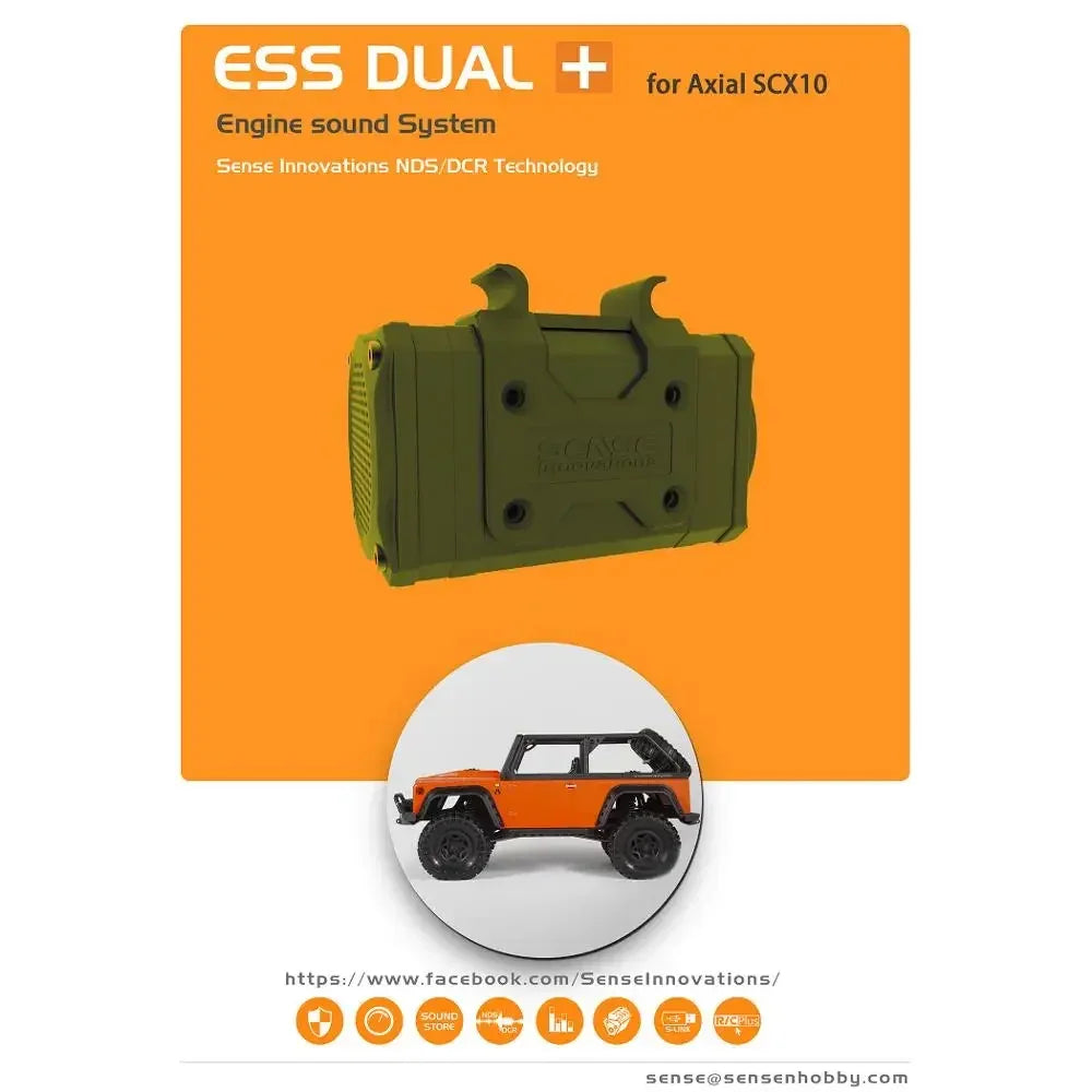 SENSE RC Car Engine Sound Simulator ESS-ONE ESS-DUAL Plus Engine Sound Simulated Module Set for Axial SCX10 SCX10II, RC Cars