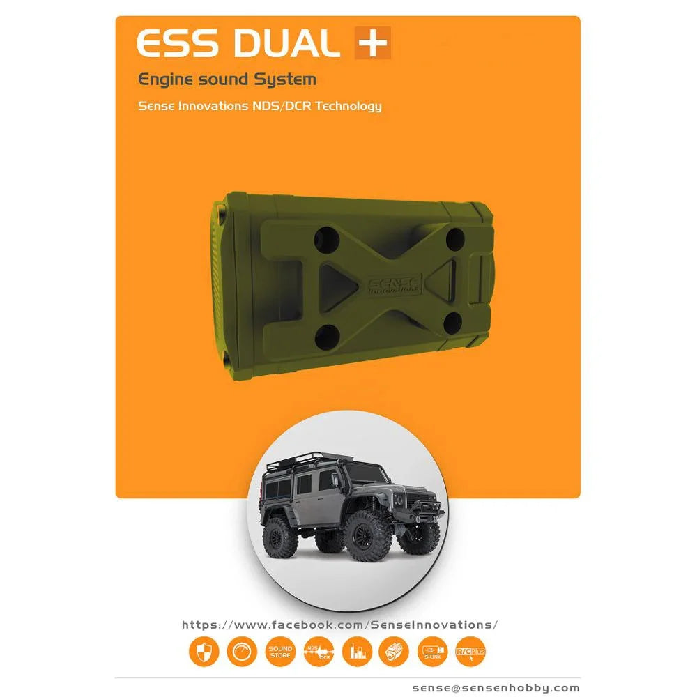 SENSE RC Car Engine Sound Simulator ESS-ONE ESS-DUAL Plus Engine Sound Simulated Module Set for Axial SCX10 SCX10II, RC Cars