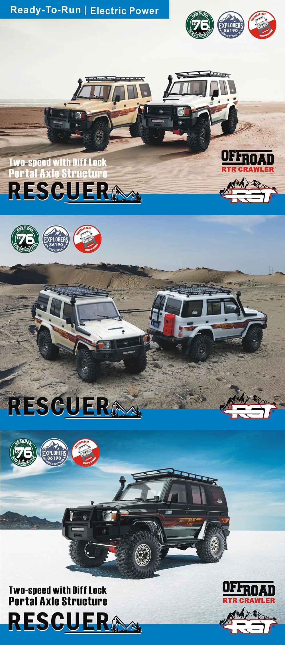 RGT EX86190 LC76 1/10 2.4G RC Cars Electric Remote Control 4WD Model Car Crawler Rock Buggy Off-road  2 Speed Shift Gift EX86120