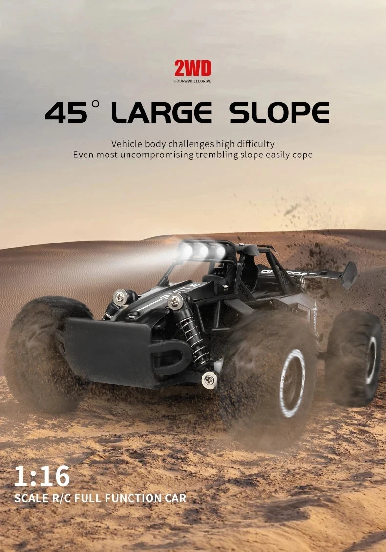 Latitude-25 4WD Remote Control Car 1:16 Scale - High Speed RC Drift Car with LED Lights, 2.4GHz All Terrain Off-Road Rock Crawler, Electric Toy Vehicle Gift for Boys and Kids