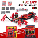 Bburago 1:43 F1 Red Bull Racing RB20 2024 #1 Verstappen #11 Perez DIY Pit House Alloy Car Die Cast Model Toy Collectible SF24