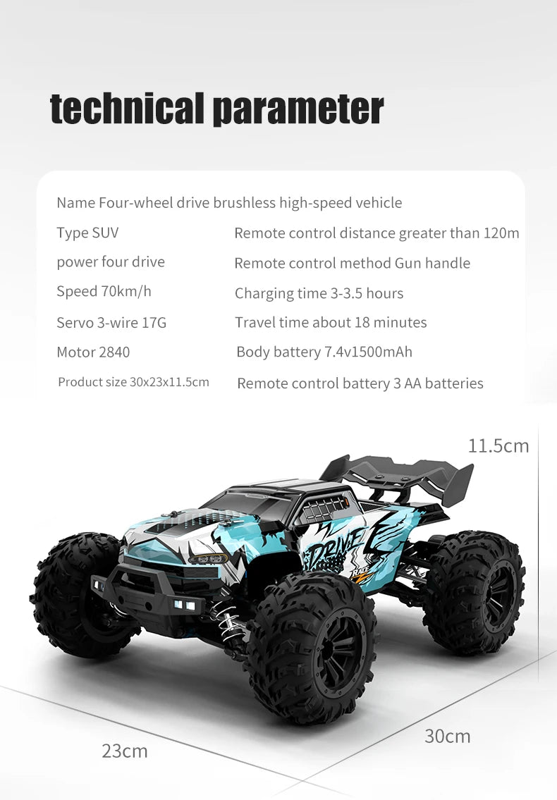 16102PRO Brushless 4WD RC Cars For Adults，1:16 Fast RC Cars With 70KM/H High-Speed Remote Control Car, All Terrain Off-Road Truc