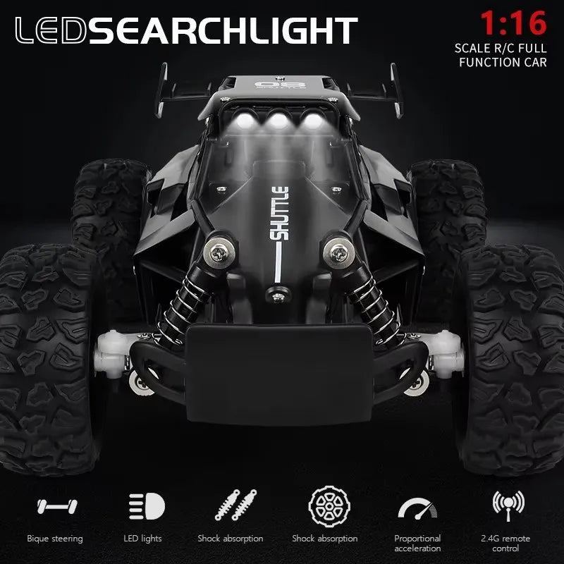 Latitude-25 4WD Remote Control Car 1:16 Scale - High Speed RC Drift Car with LED Lights, 2.4GHz All Terrain Off-Road Rock Crawler, Electric Toy Vehicle Gift for Boys and Kids