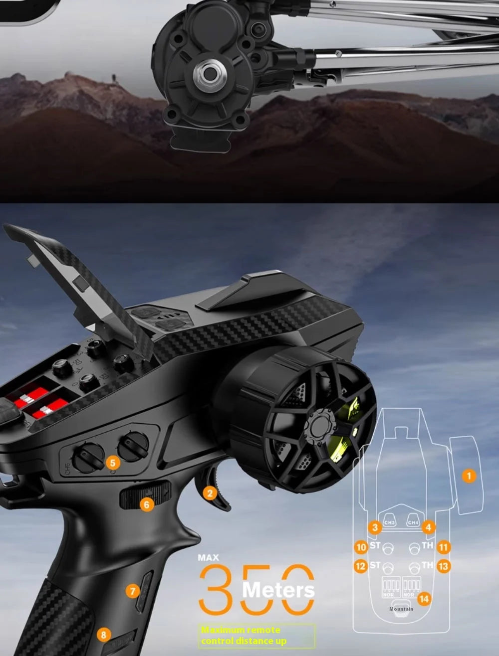 Ralaro Tk07 1/7 Remote Control Electric 4wd Drive Climbing Double-Speed Differential Lock Climbing Off-Road Vehicle Rc Model Car