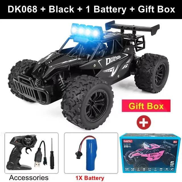 Latitude-25 4WD Remote Control Car 1:16 Scale - High Speed RC Drift Car with LED Lights, 2.4GHz All Terrain Off-Road Rock Crawler, Electric Toy Vehicle Gift for Boys and Kids