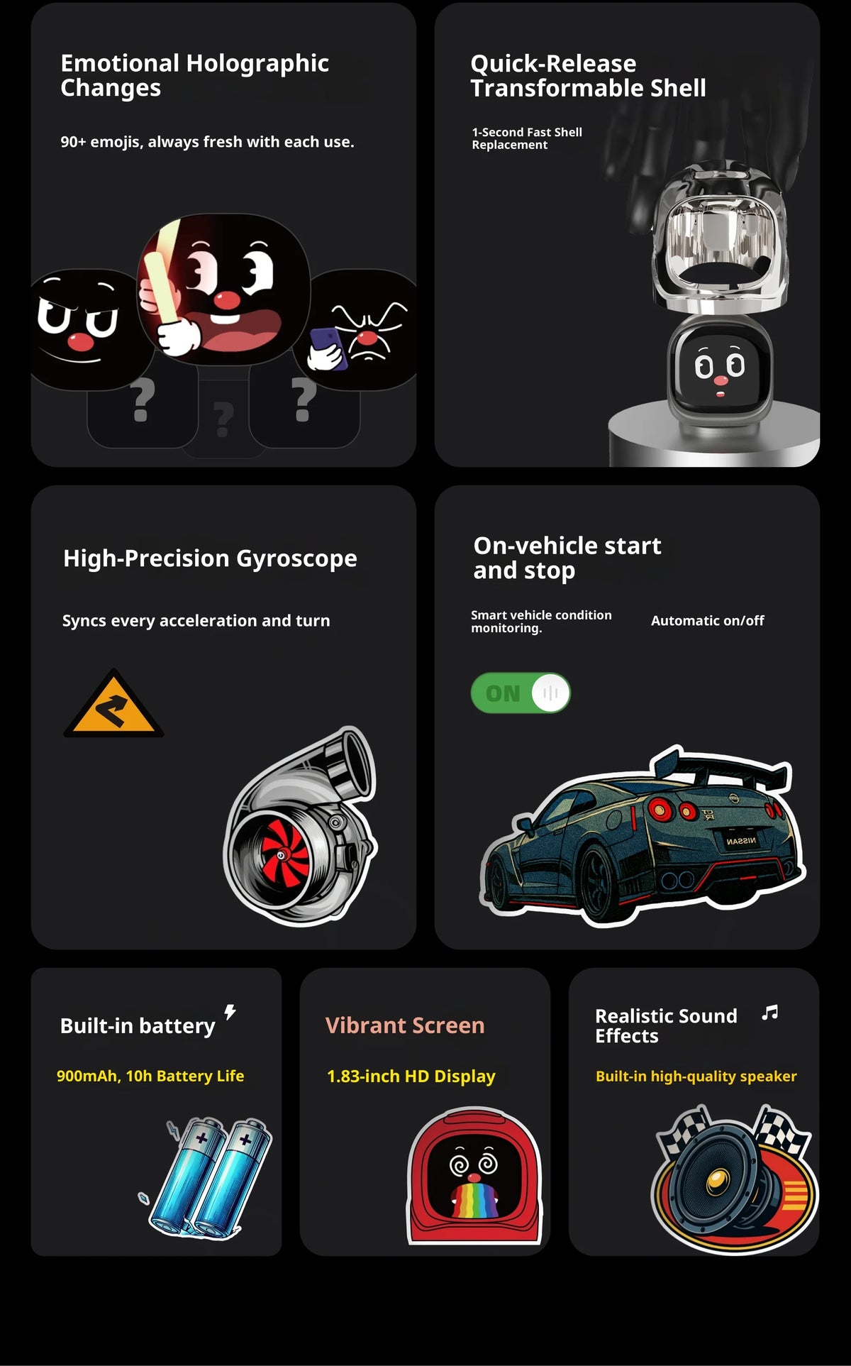 Your Car'S New Best Friend Interactive Electronic Pet With Mood Expressions For Drive Fun Trendy Toy