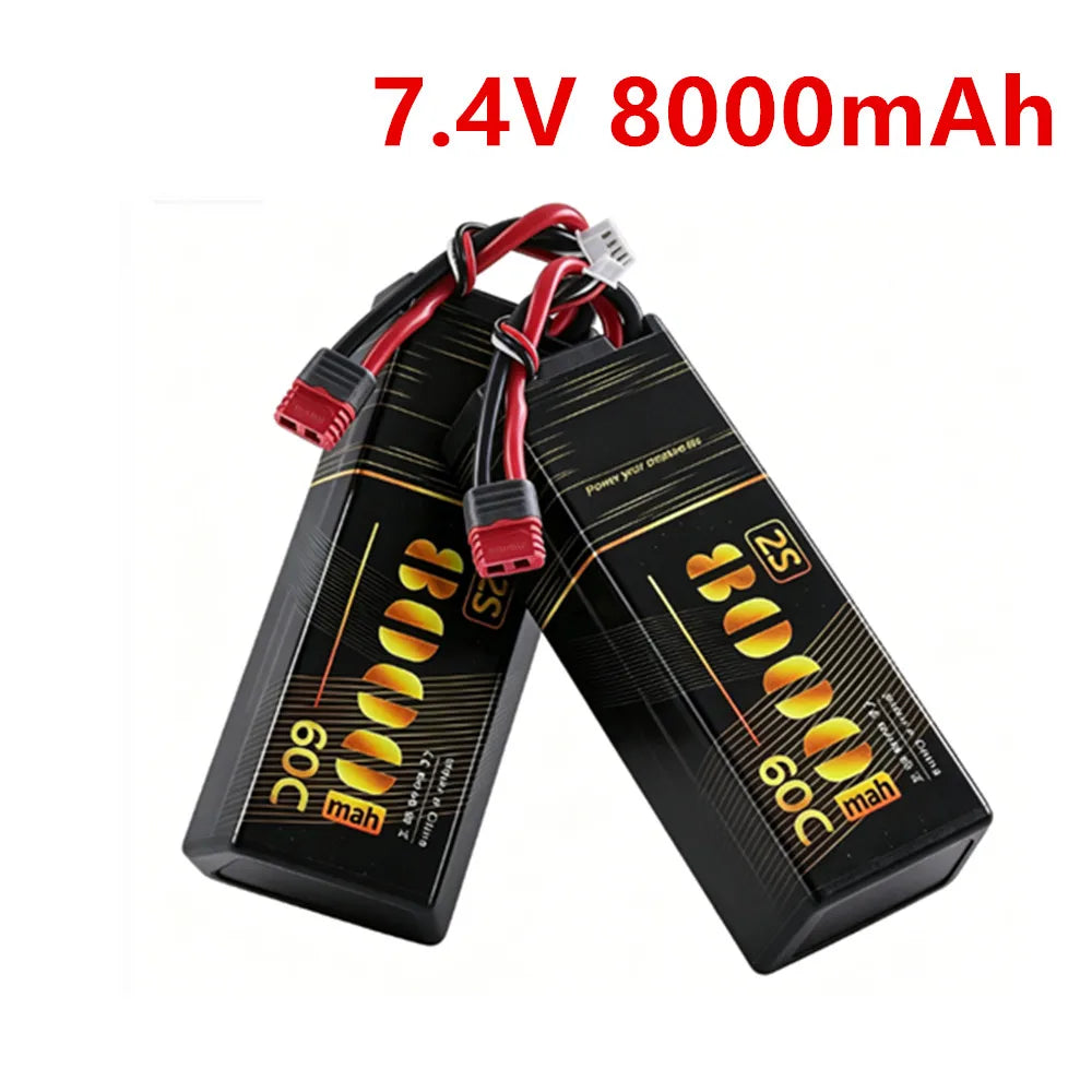 Lipo 2S 7.4V Battery 8000mAh 60C Racing Series Hard Case With T Deans XT60 Plug For RC Car Boat Evader Car Truck Vehicle Buggy