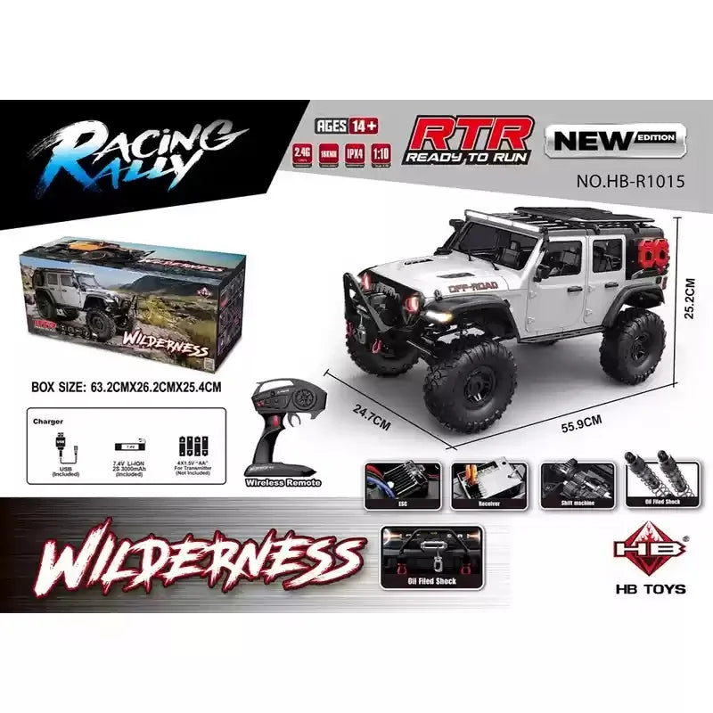 1/10 RC Car HB RTR R1011 Remote Control Vehicle 2.4G Full Proportional Rock Crawler LED Light 4WD Off-Road Climbing Truck Toys