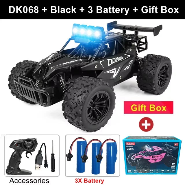 Latitude-25 4WD Remote Control Car 1:16 Scale - High Speed RC Drift Car with LED Lights, 2.4GHz All Terrain Off-Road Rock Crawler, Electric Toy Vehicle Gift for Boys and Kids