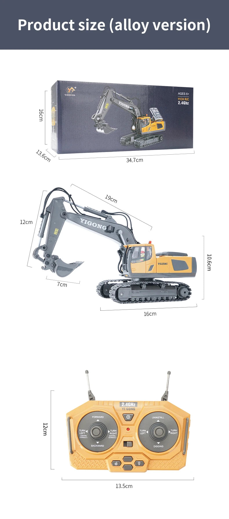 Rc Excavator Bulldozer Truck Toys for Boy 2.4G Remote Control Dumper Engineering Vehicle Tractor Crawler Birthday Gift Child