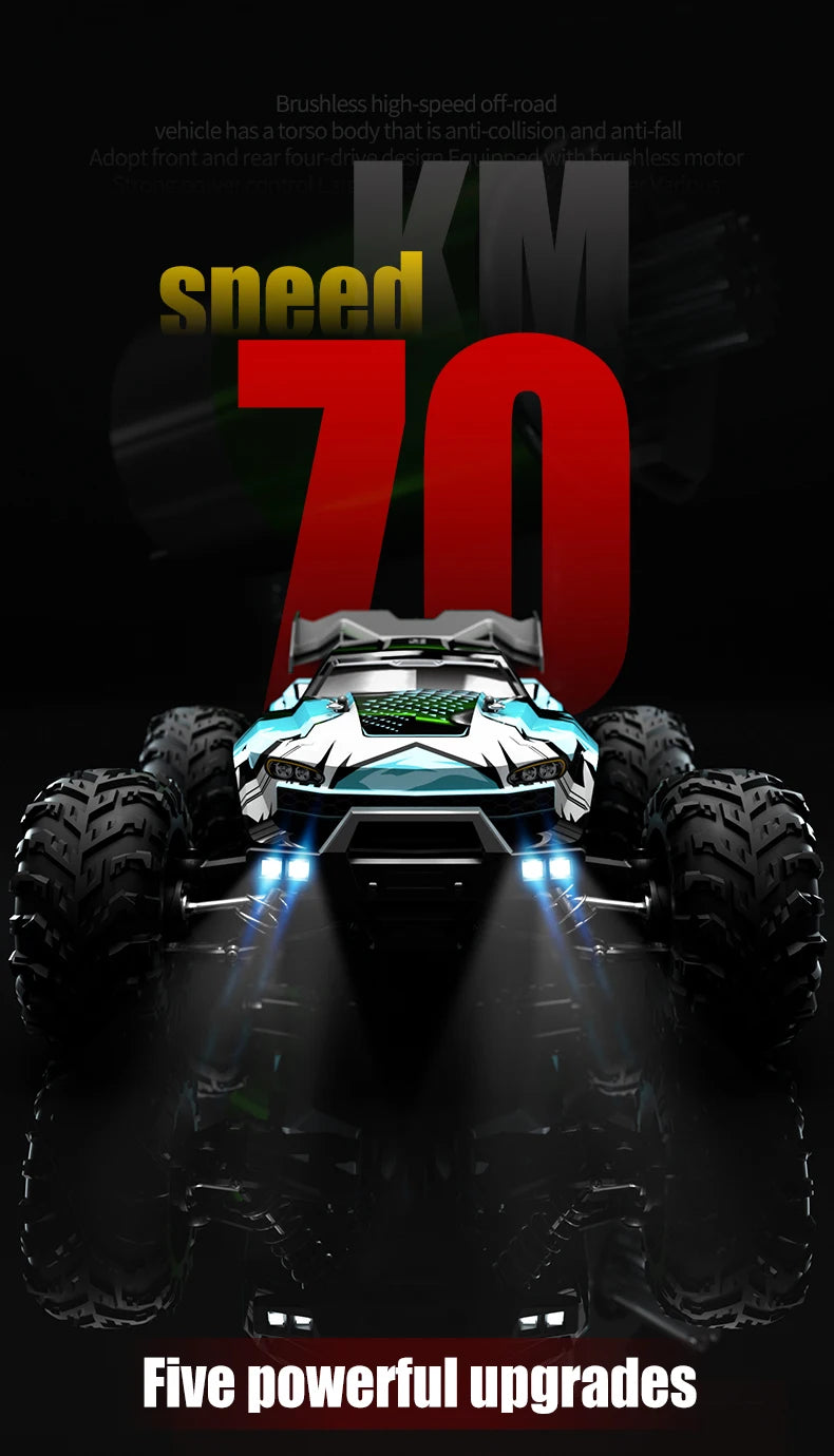 16102PRO Brushless 4WD RC Cars For Adults，1:16 Fast RC Cars With 70KM/H High-Speed Remote Control Car, All Terrain Off-Road Truc