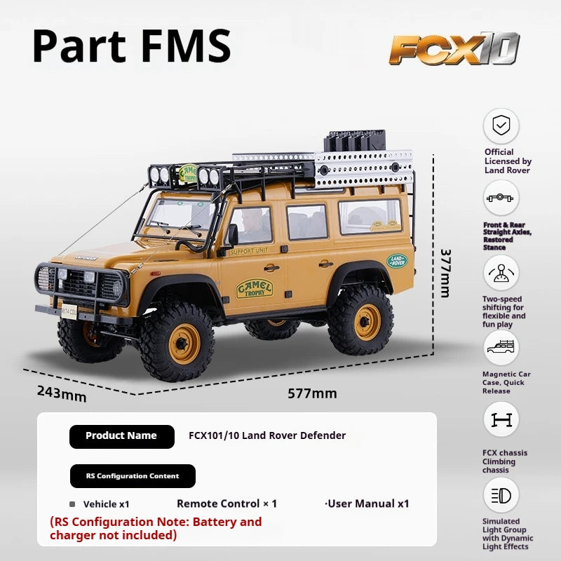 Range Rover FMS 1/10 FCX10 Camel Cup 4WD Edition Car Official Licensed Product Simulation Electric brushed Remote Control Climbing Off Road Vehicle