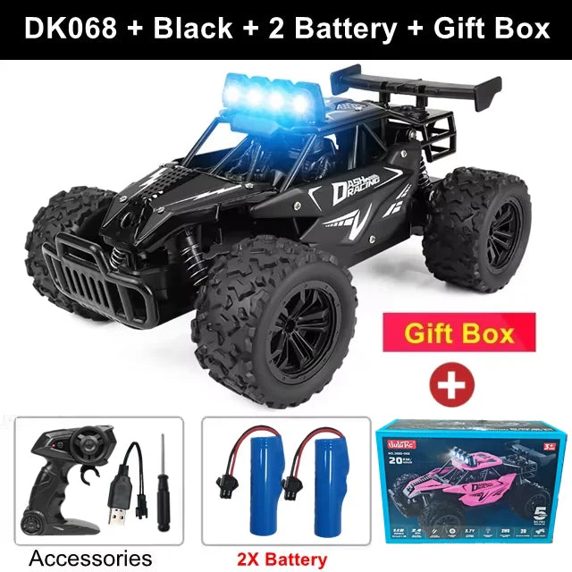 Latitude-25 4WD Remote Control Car 1:16 Scale - High Speed RC Drift Car with LED Lights, 2.4GHz All Terrain Off-Road Rock Crawler, Electric Toy Vehicle Gift for Boys and Kids