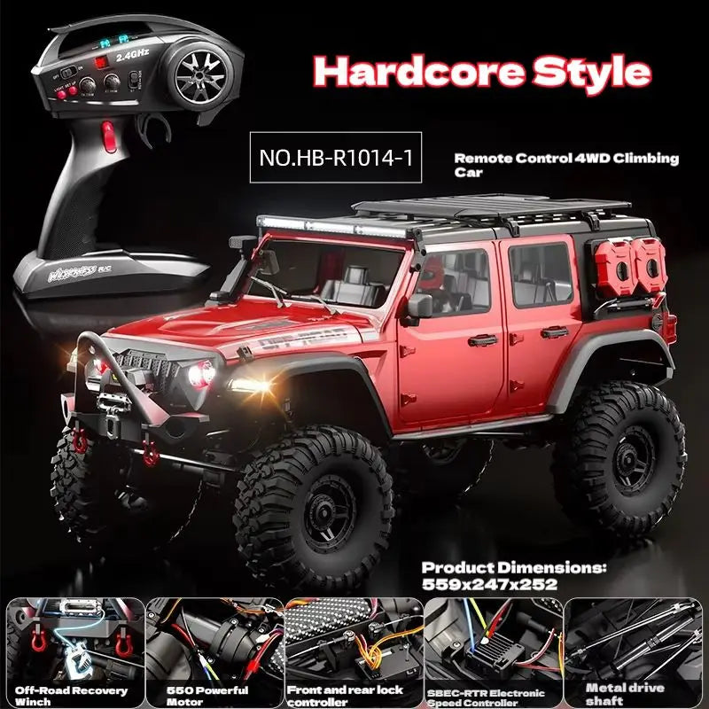 1/10 RC Car HB RTR R1011 Remote Control Vehicle 2.4G Full Proportional Rock Crawler LED Light 4WD Off-Road Climbing Truck Toys