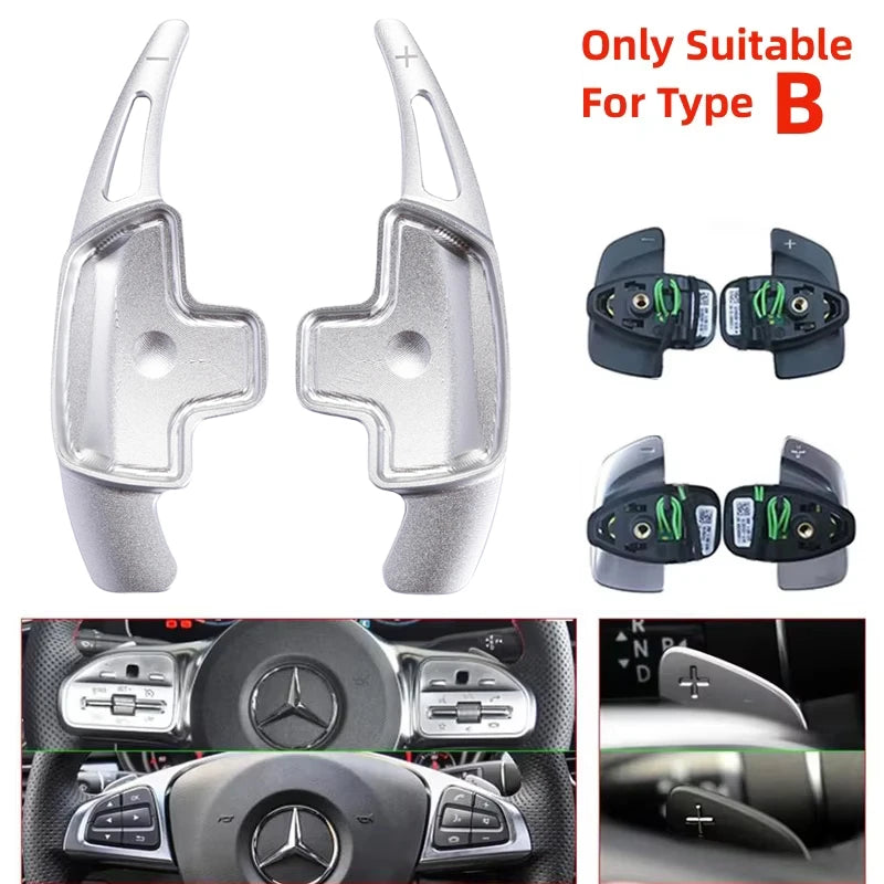 Car Steering Wheel Paddle Shifters Aluminum Shift Paddle Blade for Benz A B C E GLE GLA GLC Class W176 W205 W246 C117 W218