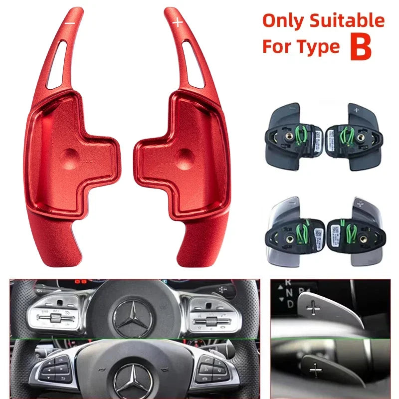 Car Steering Wheel Paddle Shifters Aluminum Shift Paddle Blade for Benz A B C E GLE GLA GLC Class W176 W205 W246 C117 W218