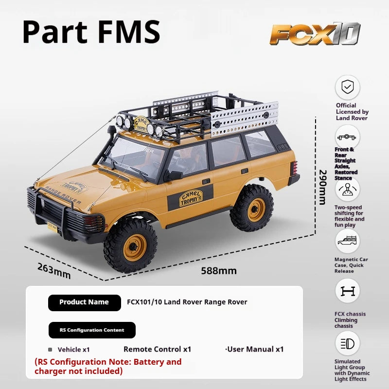 Range Rover FMS 1/10 FCX10 Camel Cup 4WD Edition Car Official Licensed Product Simulation Electric brushed Remote Control Climbing Off Road Vehicle